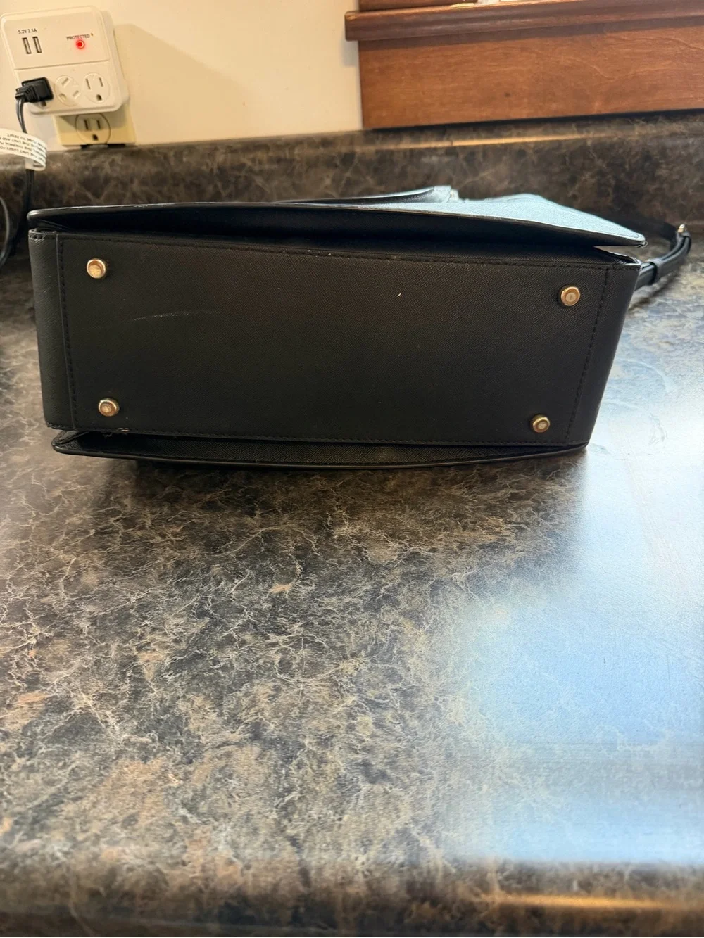 kate spade Black Leather Top-Handle Satchel with Crossbody Strap